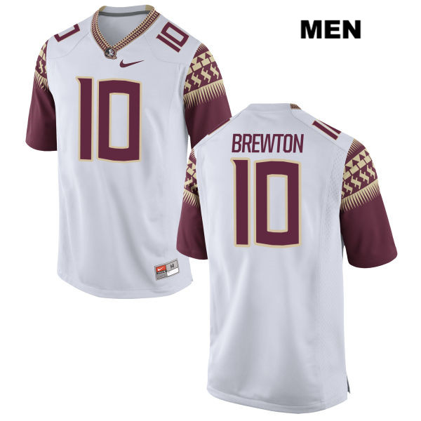 Men's NCAA Nike Florida State Seminoles #10 Calvin Brewton College White Stitched Authentic Football Jersey ZLU4869OX